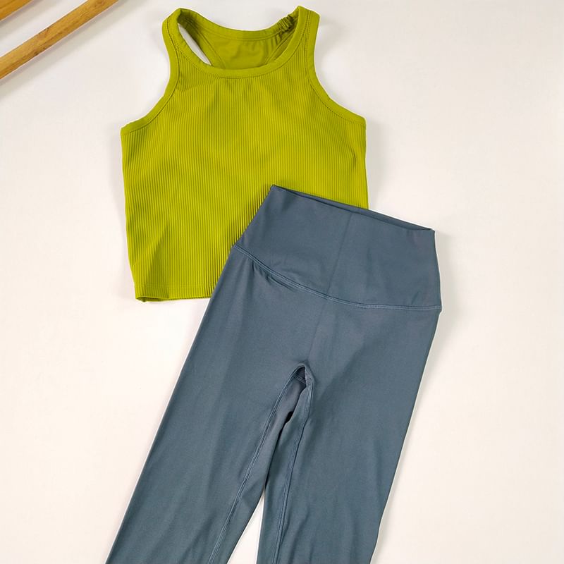 Runyz - Effen racerback sportbeha / legging met hoge taille