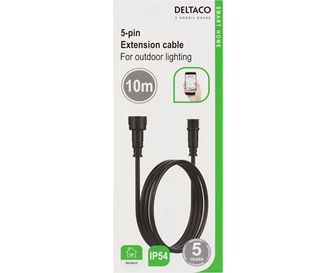 Deltaco 10 meter Outdoor lightning cable extension for garden light and decklight