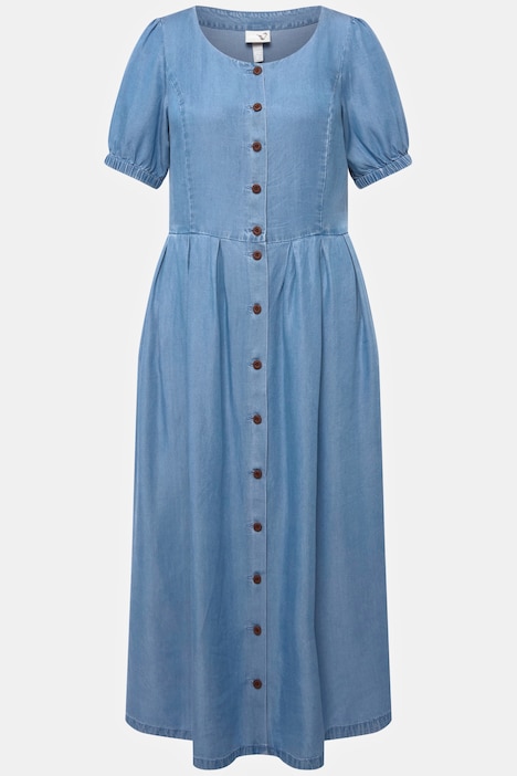 Trachtenkleid, Jeansoptik, Herzausschnitt, Halbarm