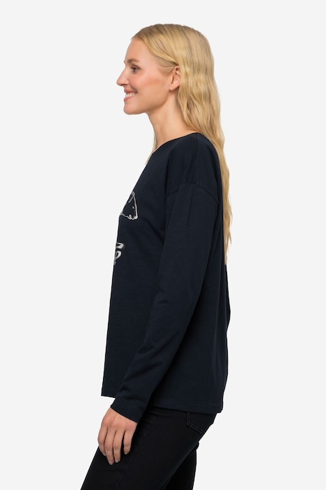 T-Shirt, oversized, Eisbär, Rundhals, Langarm