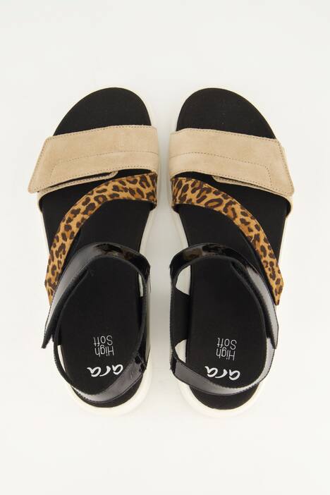 ara Highsoft Leder-Sandalen, Klettverschluss, Weite H, schwarz