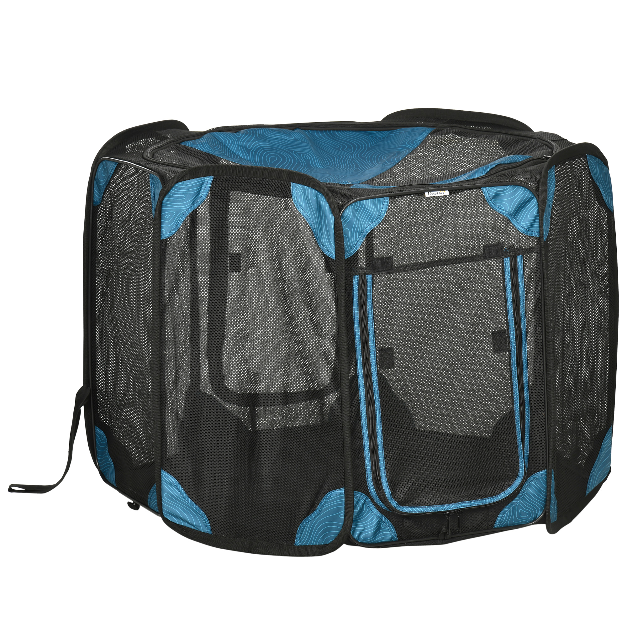 Parque dobrável PawHut com 8 painéis para cães e gatos, recinto portátil para coelhos e porquinhos-da-índia, Ø126x58 cm, azul