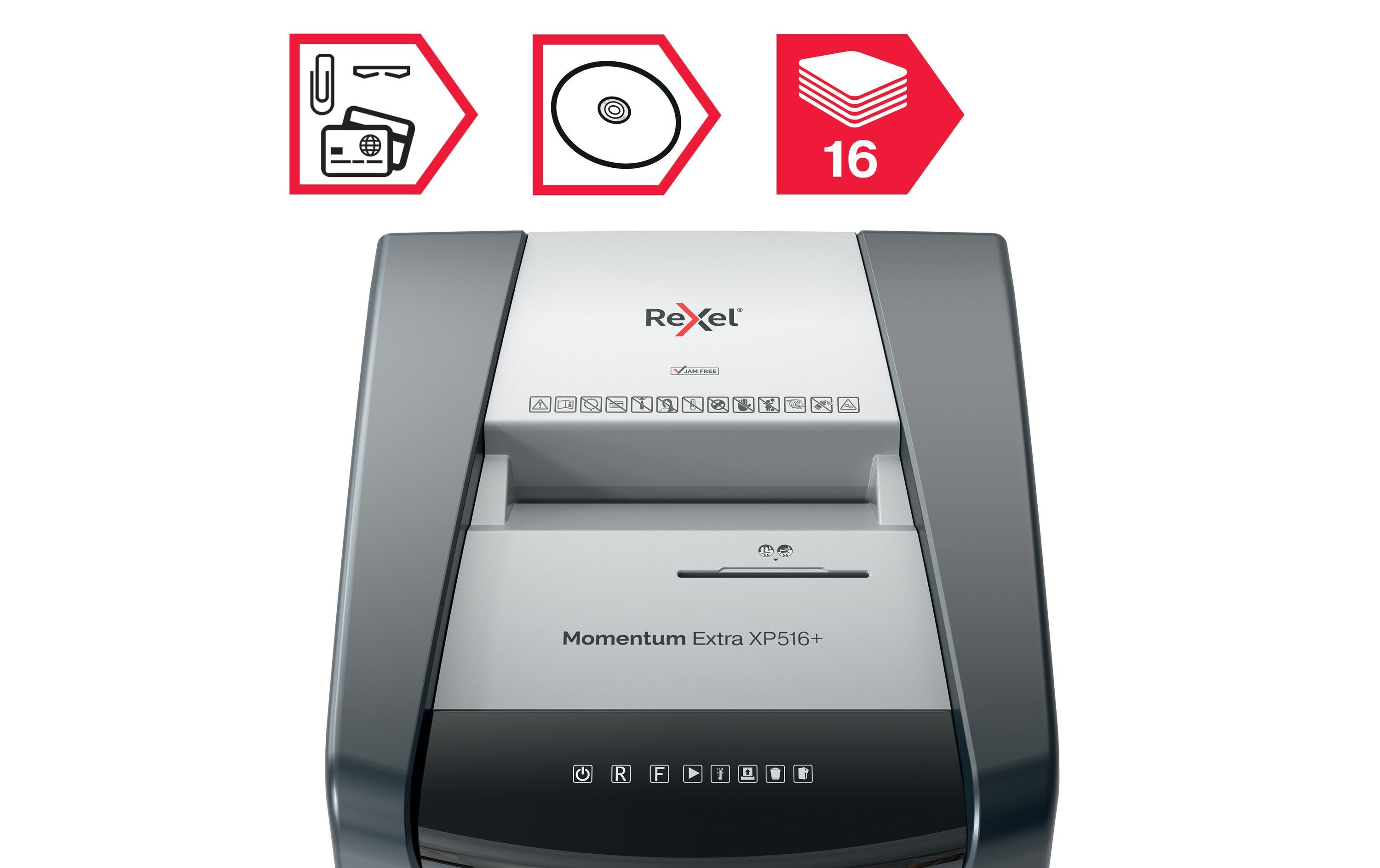 Aktenvernichter Momentum Extra XP516+ P-5, 16 Seiten<br>Manueller Aktenvernichter für die sichere und schnelle Vernichtung vertraulicher Unterlagen