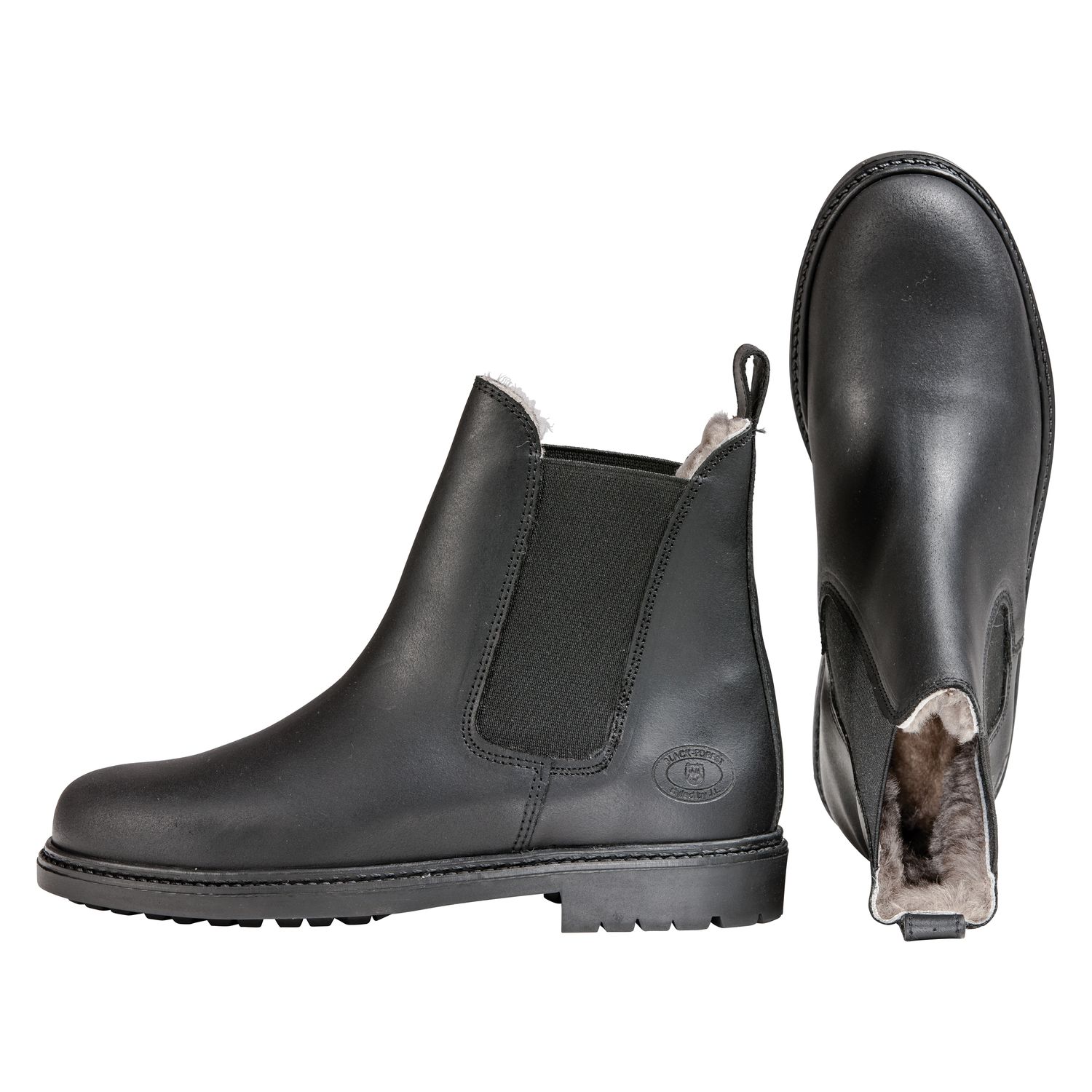 Loesdau Fettleder-Jodhpurstiefel mit Lammfell - schwarz