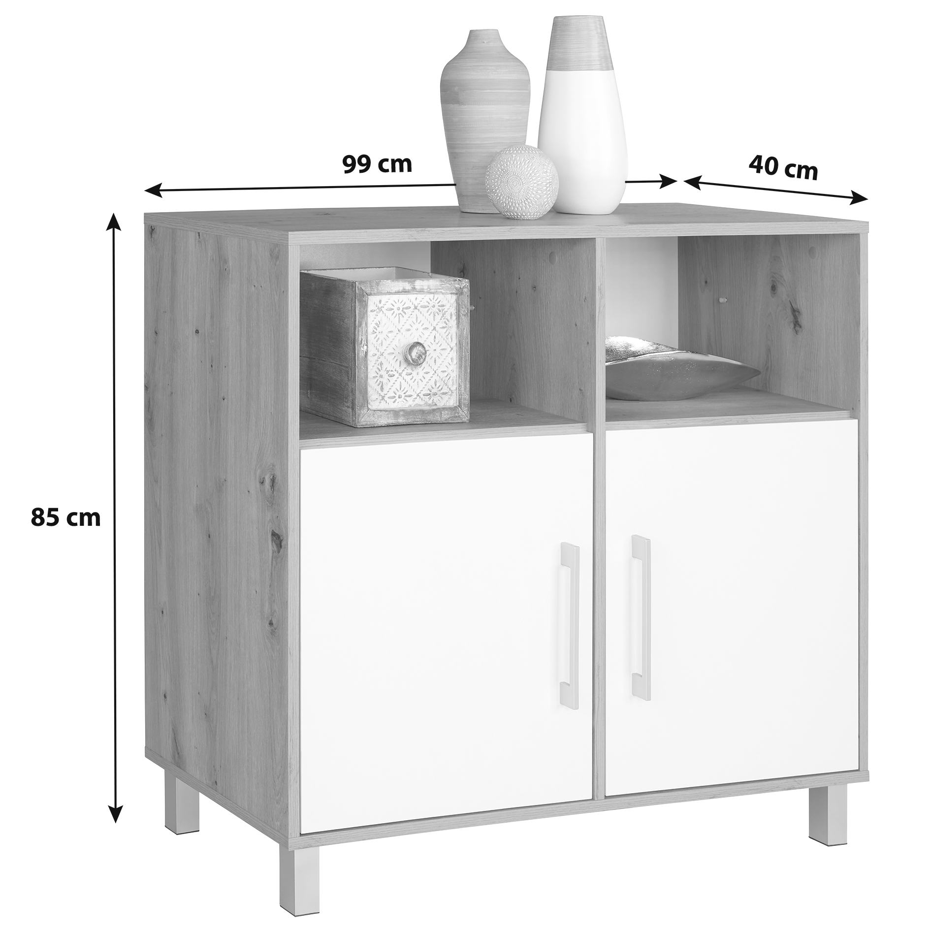 Kommode - Artisan Eiche-alpinweiß - 99 cm breit