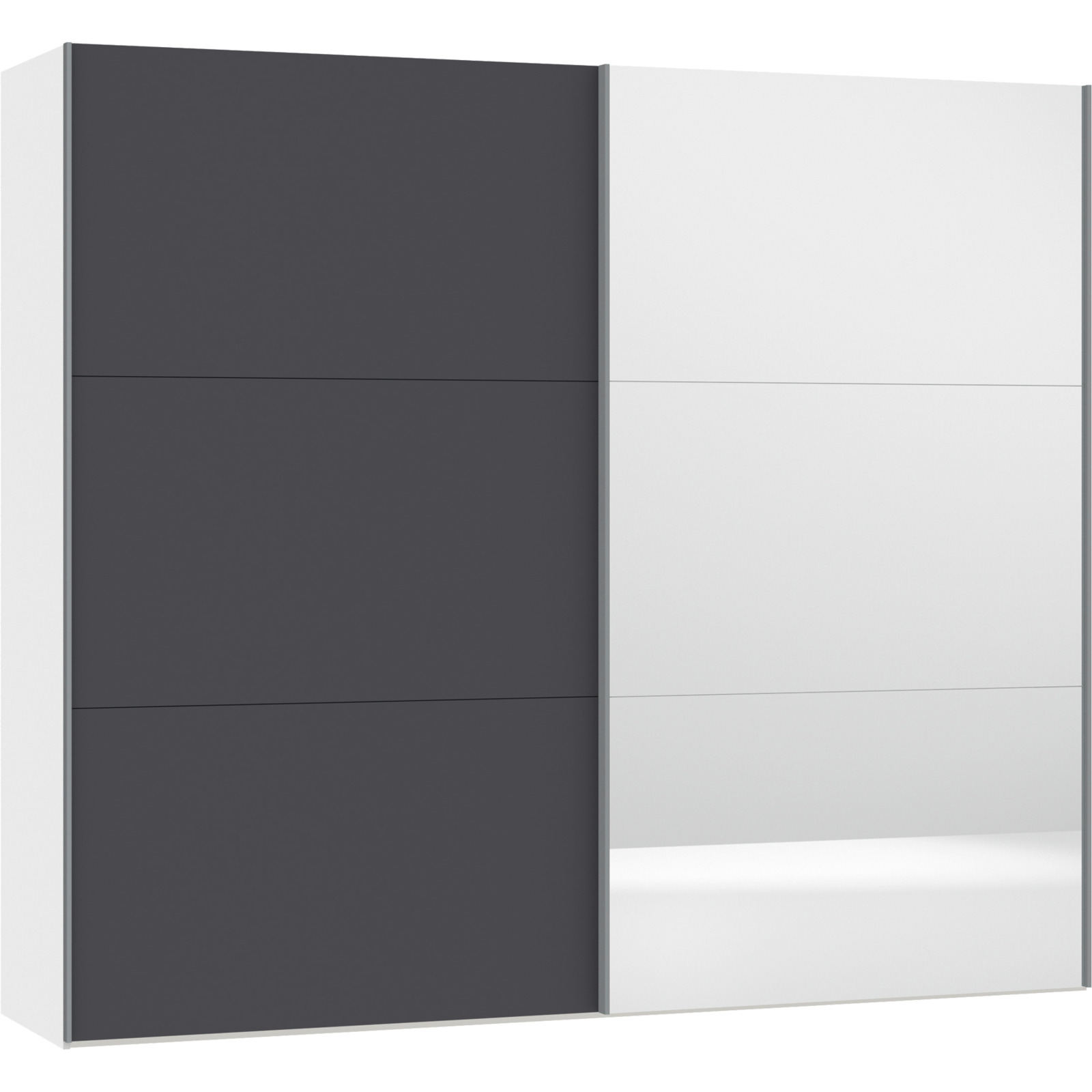 Schwebetürenschrank Schweizer 141 Spanplatte melaminbeschichtet anthrazit matt/premiumweiss, mit Spiegel