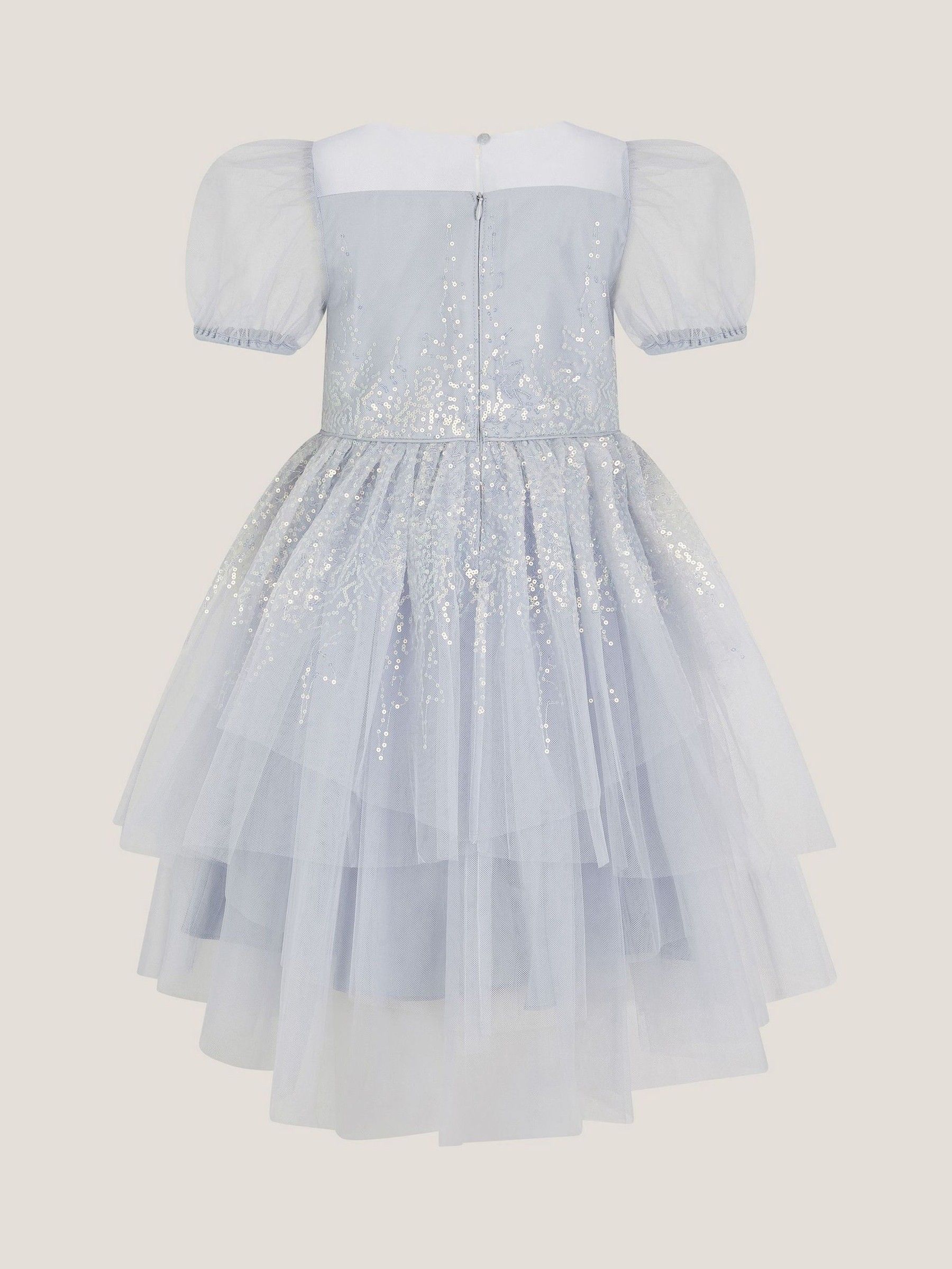 Monsoon Sequin Puff Sleeve Tiered Party Dress