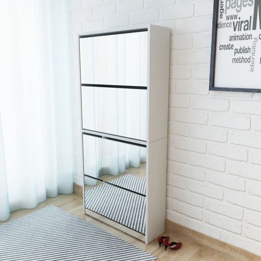 vidaXL 4-laags spiegelkast eiken afwerking 63x17x134 cm