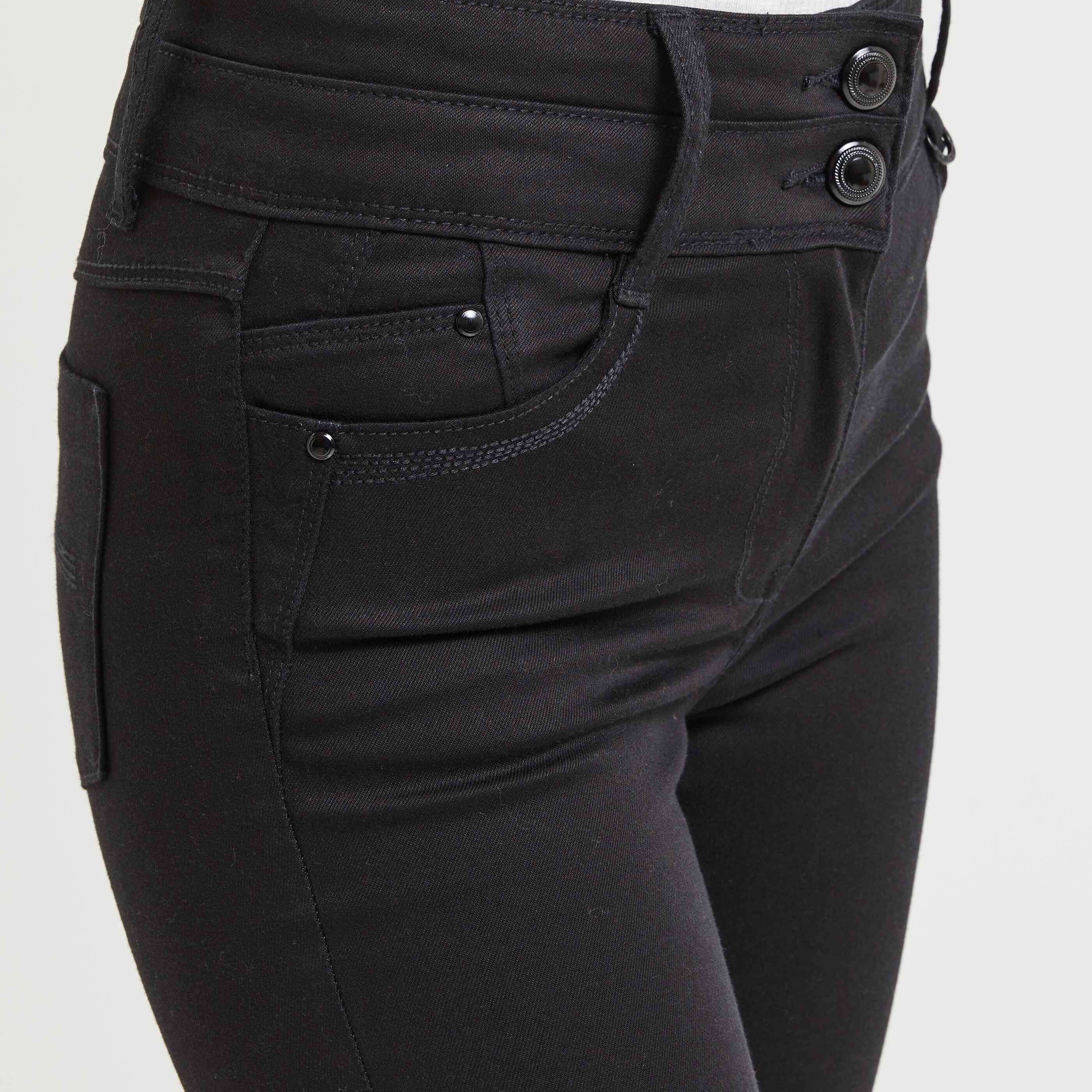 Jean raccourci taille haute femme - BLACK