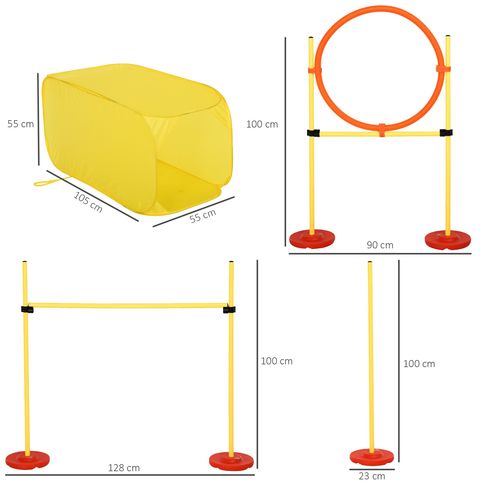 PawHut Agility Set für 4 verschiedene Trainingsvarianten gelb