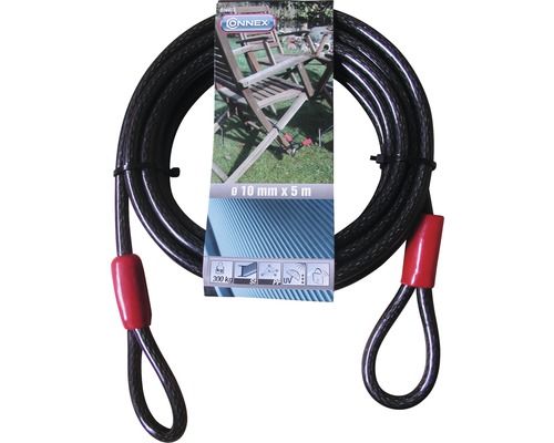 Staalkabel met lussen Ø 10 mm 5 m staal zwart