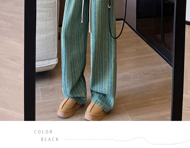 Moon City - Gestreepte losse broek met trekkoordtaille