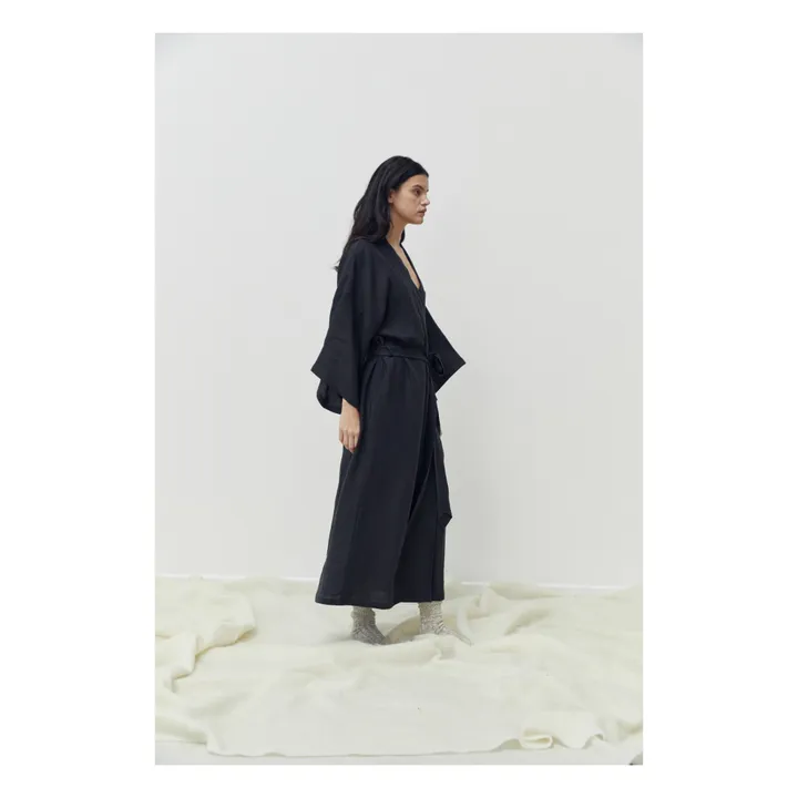 Deiji Studios Robe Ceinturée 02 Lin | Noir