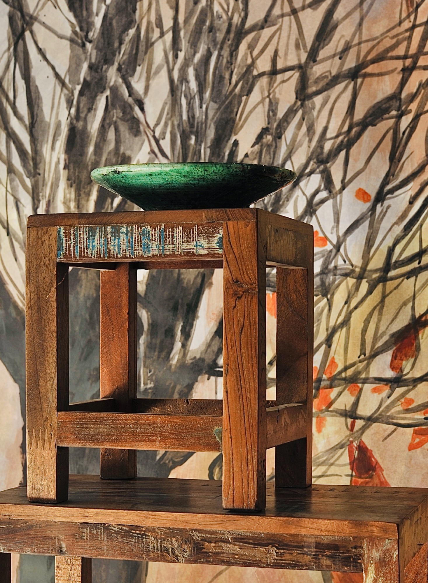 3er-Set Beistelltisch 'Jarrow' aus recyceltem Holz, multicolor von fischer's lagerhaus