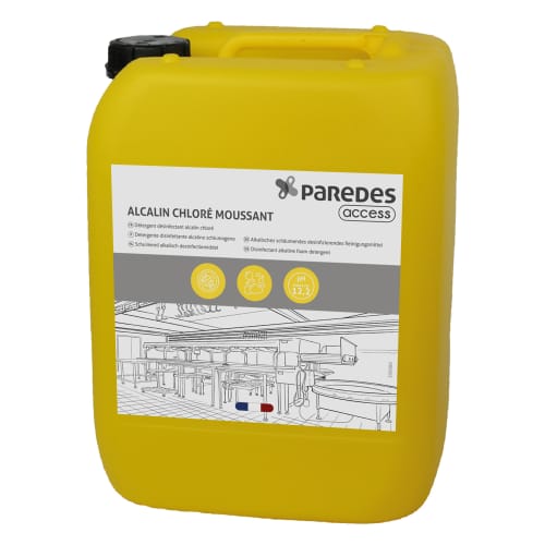 Détergent désinfectant alcalin moussant Paredes Access Alcalin chloré moussant bidon de 22Kg