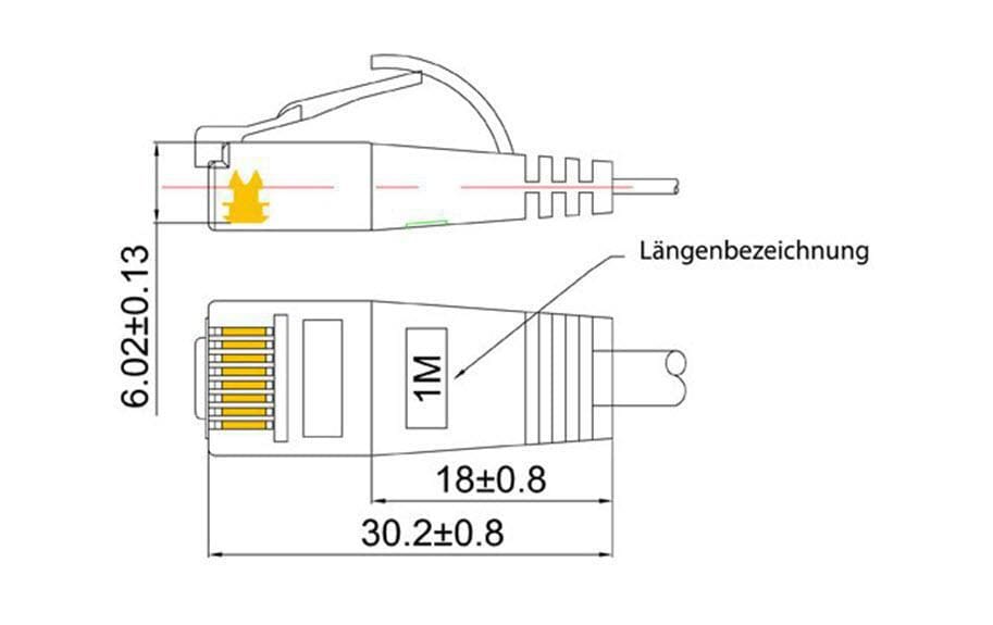 Slimpatchkabel RJ-45 - RJ-45, Cat 6, UTP, 5 m, ViolettUnscreened/Unshielded Twisted-Pair-Kabel (UTP) mit Klinkenschutz