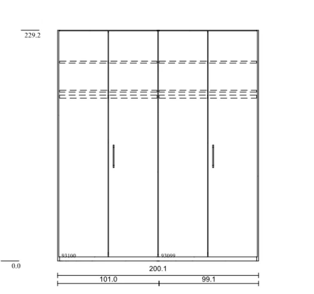 Kleiderschrank Comfort-V 200 x 229 cm
