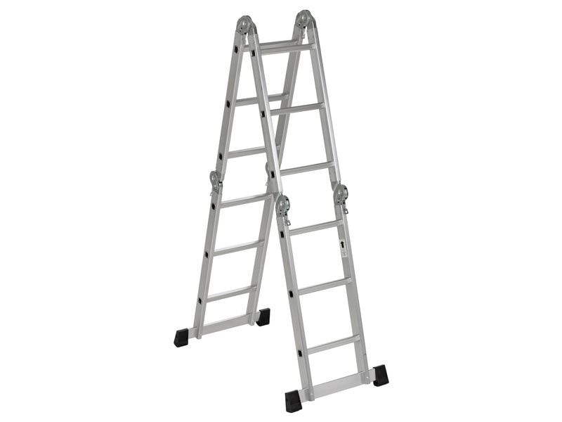 STRUCT Mehrzweckleiter StepUp 4 x 3 Sprossen Multifunktionsleiter aus Aluminium mit zwei Arbeitsplanken