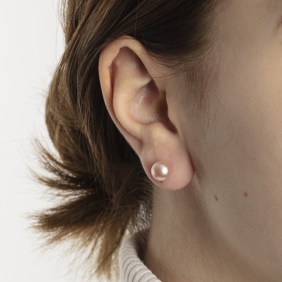 Ohrstecker 750/18 K Gelbgold mit Süsswasser-Kulturperle Ø 7.5mm
