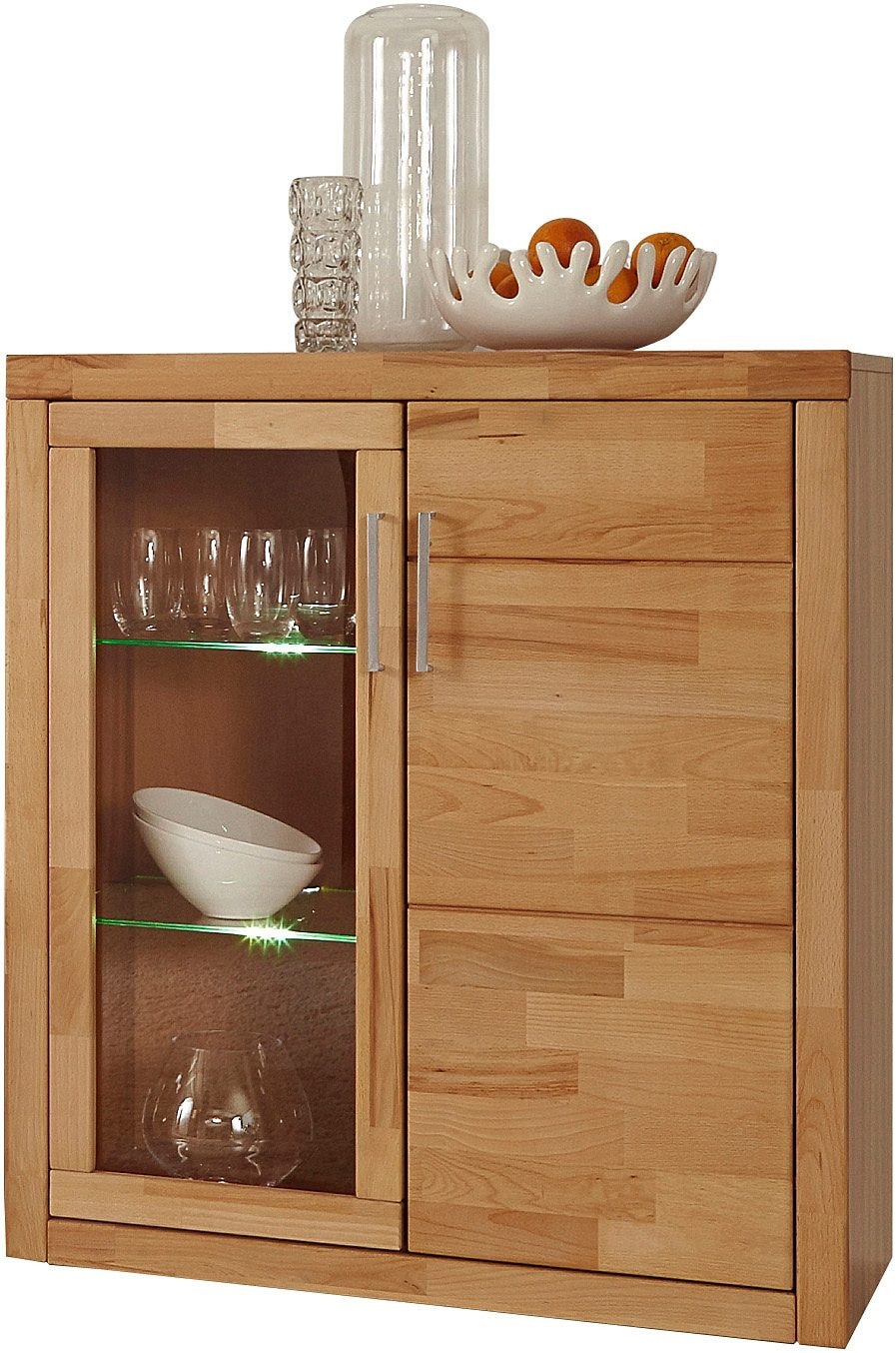 Home affaire Vitrine »LOGO75, Einlegeboden verstellbar,1Glastür,1Holztür,Wohnzimmer,Stauraum« Korpus aus Holzwerkstoff,Griffe und Scharniere aus Metall