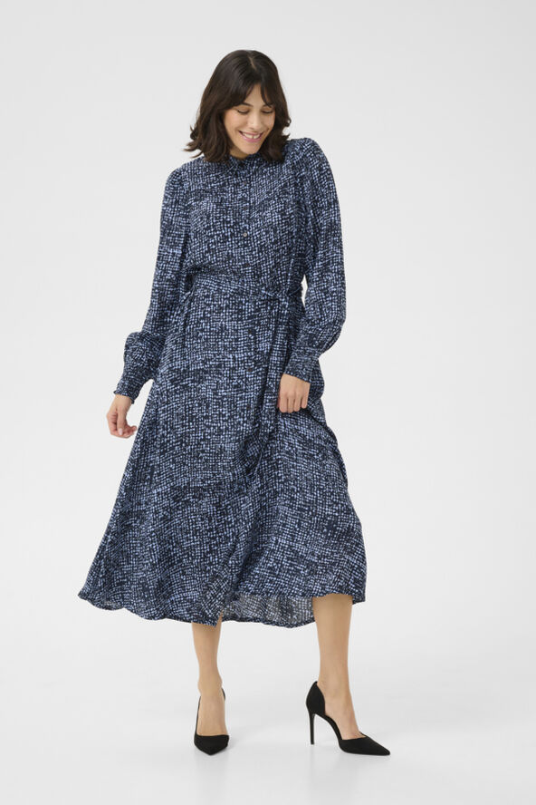 Kaffe KApollie Long Dress Printed Midnight/blue graphic dot