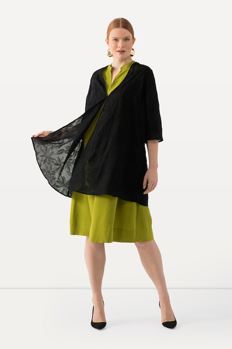 Jacke, A-Linie, offene Form, 3/4-Arm