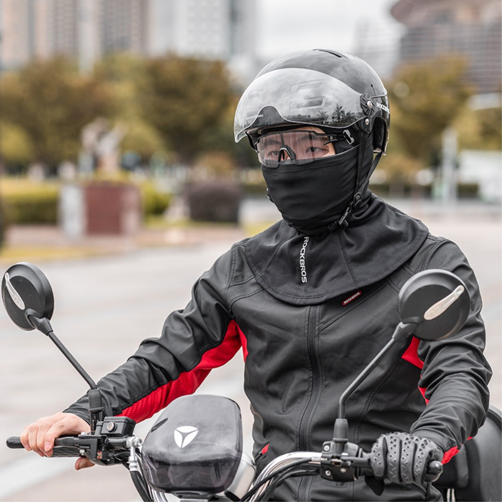 (Gr. L) Ski Sturmhaube Motorrad Halstuch Kälte   UV Gesichts Schutzmaske mit Aktivkohlefilter - Schwarz