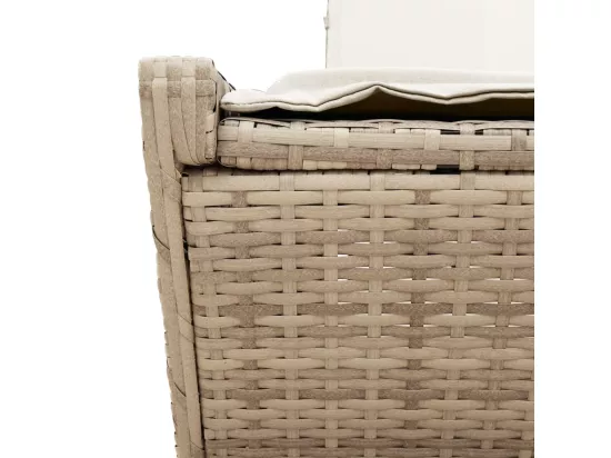 Chaise longue double avec coussins beige résine tressée