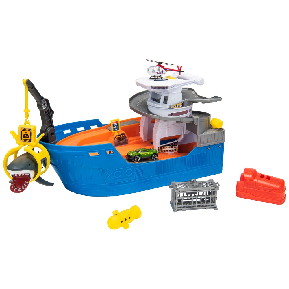 Super Wheelz Licht- und Sound-Haifischangriff-Boot-Spielset