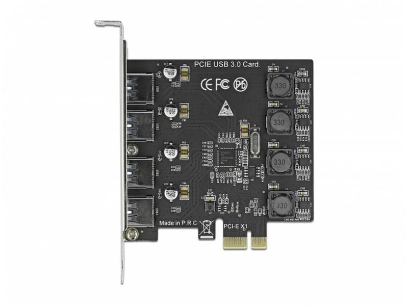 Delock PCI-Express-Karte 90509 USB 3.0 - 4x USB-A PCIe-Schnittstellenkarte mit vier USB-A-Ports