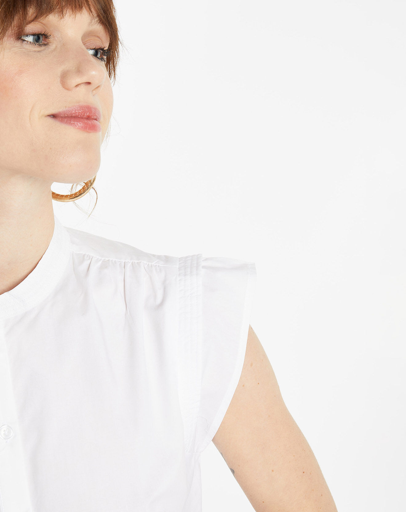 Galeries Lafayette Blouse en Coton MC blanche