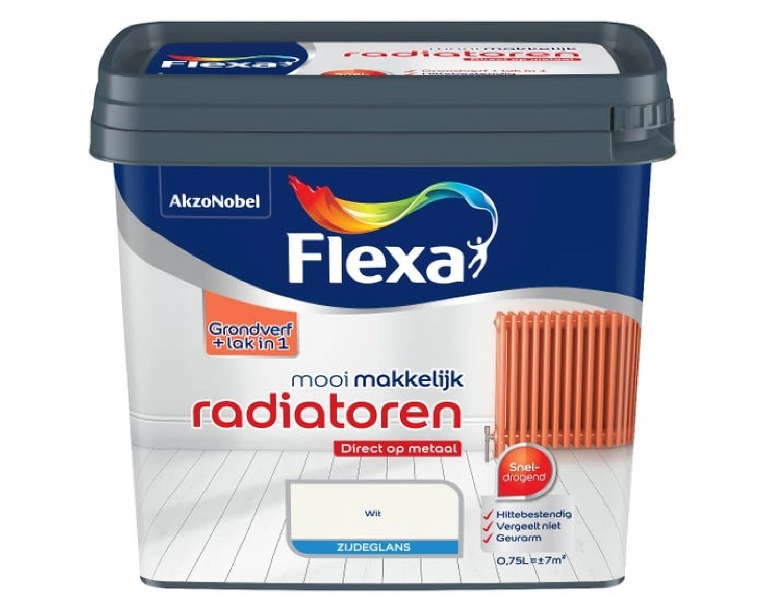 Flexa Mooi Makkelijk Radiatoren Zijdeglans - wit - 0,75L