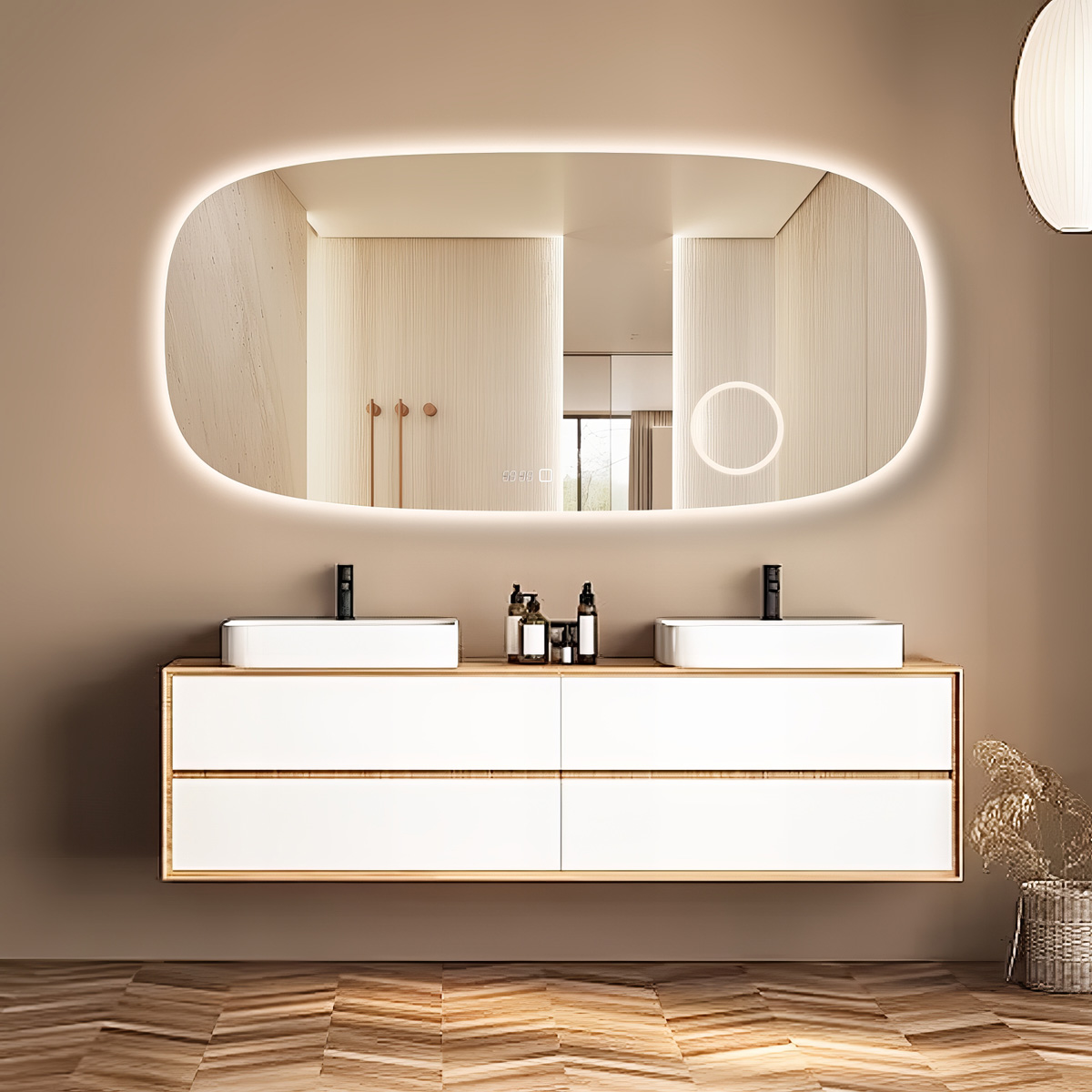 Saniclear Shave Deens ovale spiegel 160x75cm met verlichting, verwarming en vergrootglas