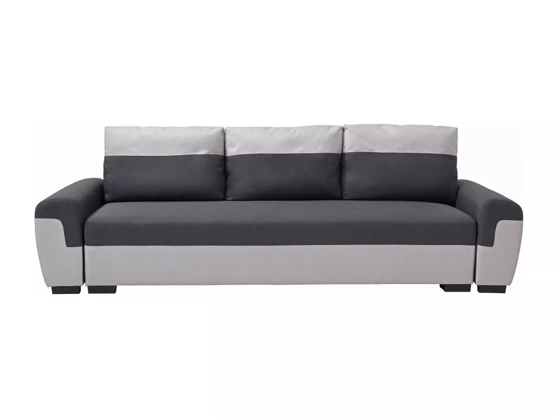 Canapé 3 places convertible en tissu anthracite et gris clair GABY II