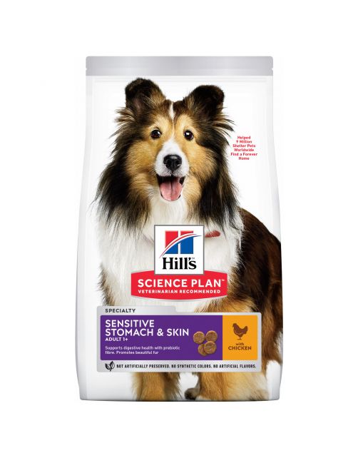 Hill's Canine Adult Sensitive Stomach En Skin Medium - Hondenvoer - Kip 2.5 kg