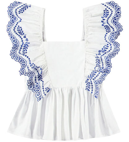 Molo Bluse - Rosamond - Crisp White m. Lochmuster