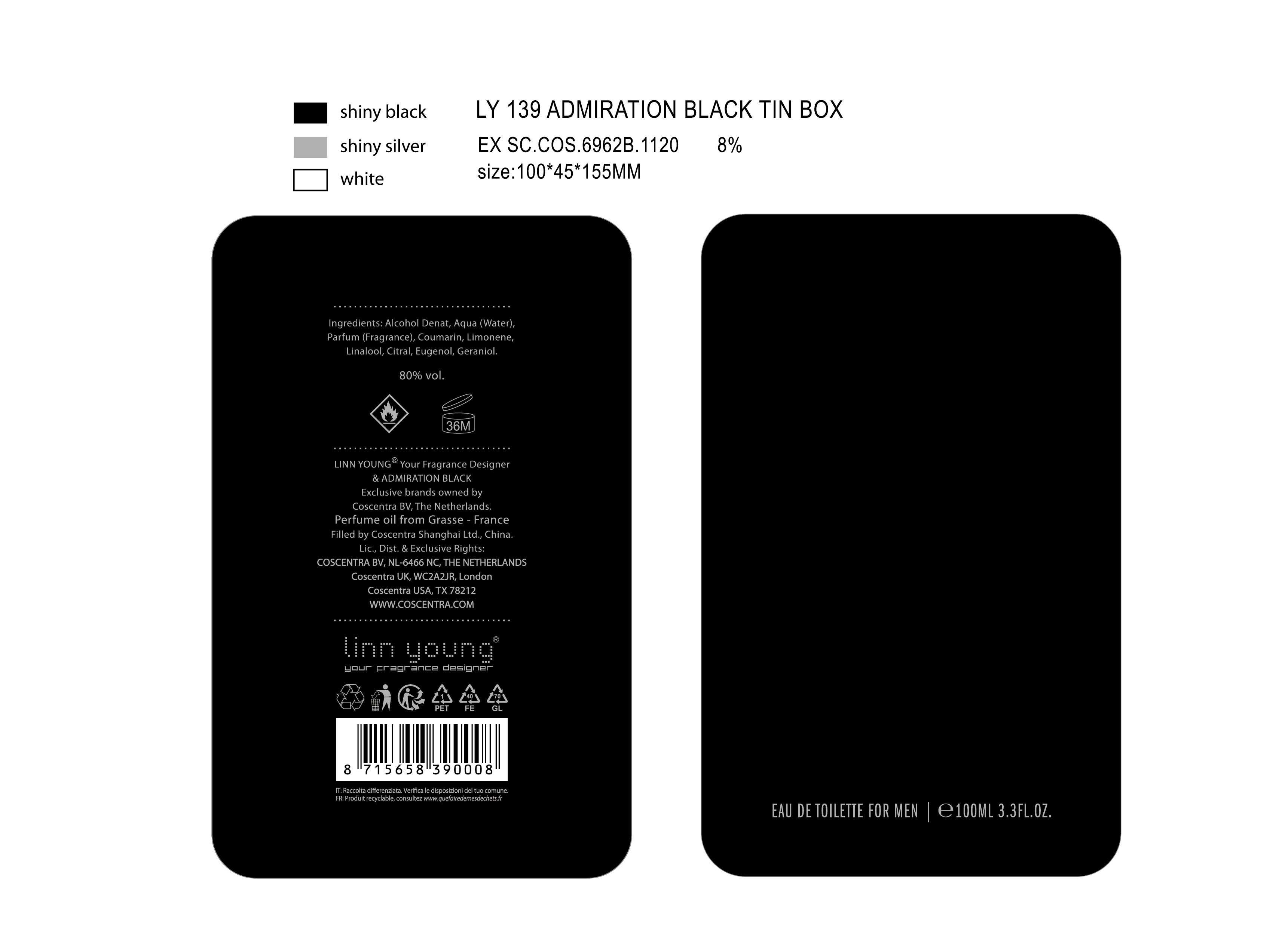 EAU DE TOILETTE LINN YOUNG ADMIRATION BLACK 100 ML
