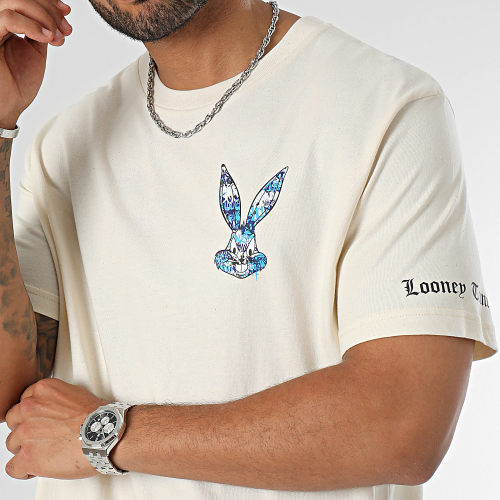 Tee Shirt Oversize Large Sleeves Bugs Bunny Graffiti Blue Beige