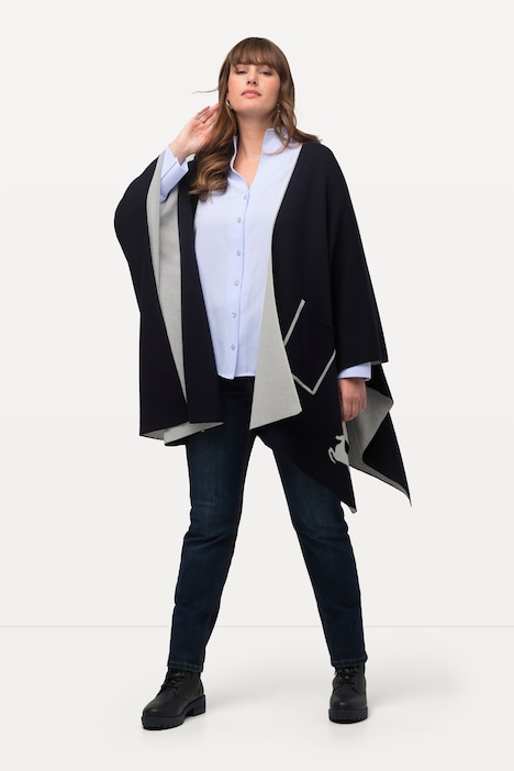 Poncho, Doubleface, Oversized, offene Form