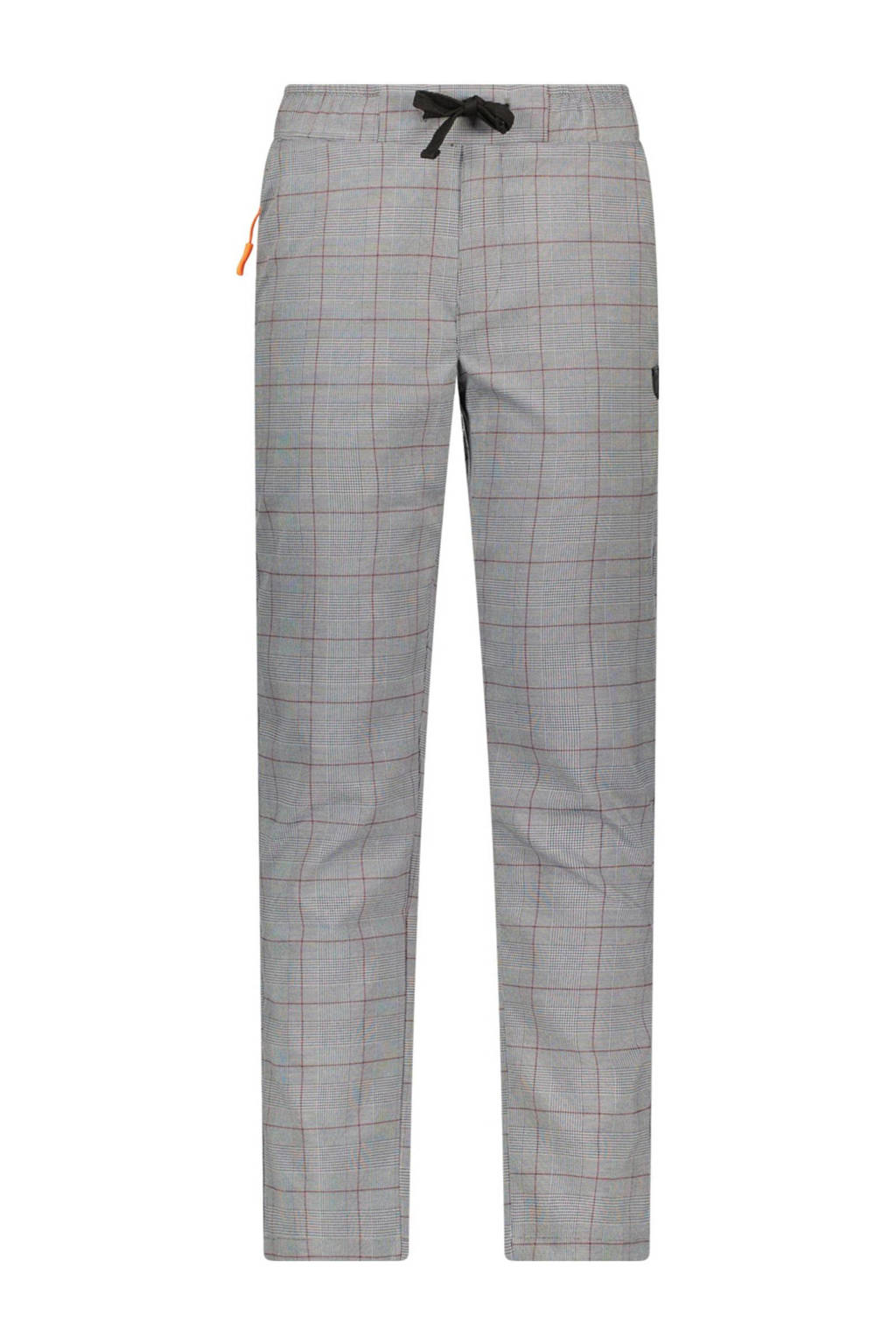 TYGO & vito geruite straight fit broek Jeric grijs melange/zwart