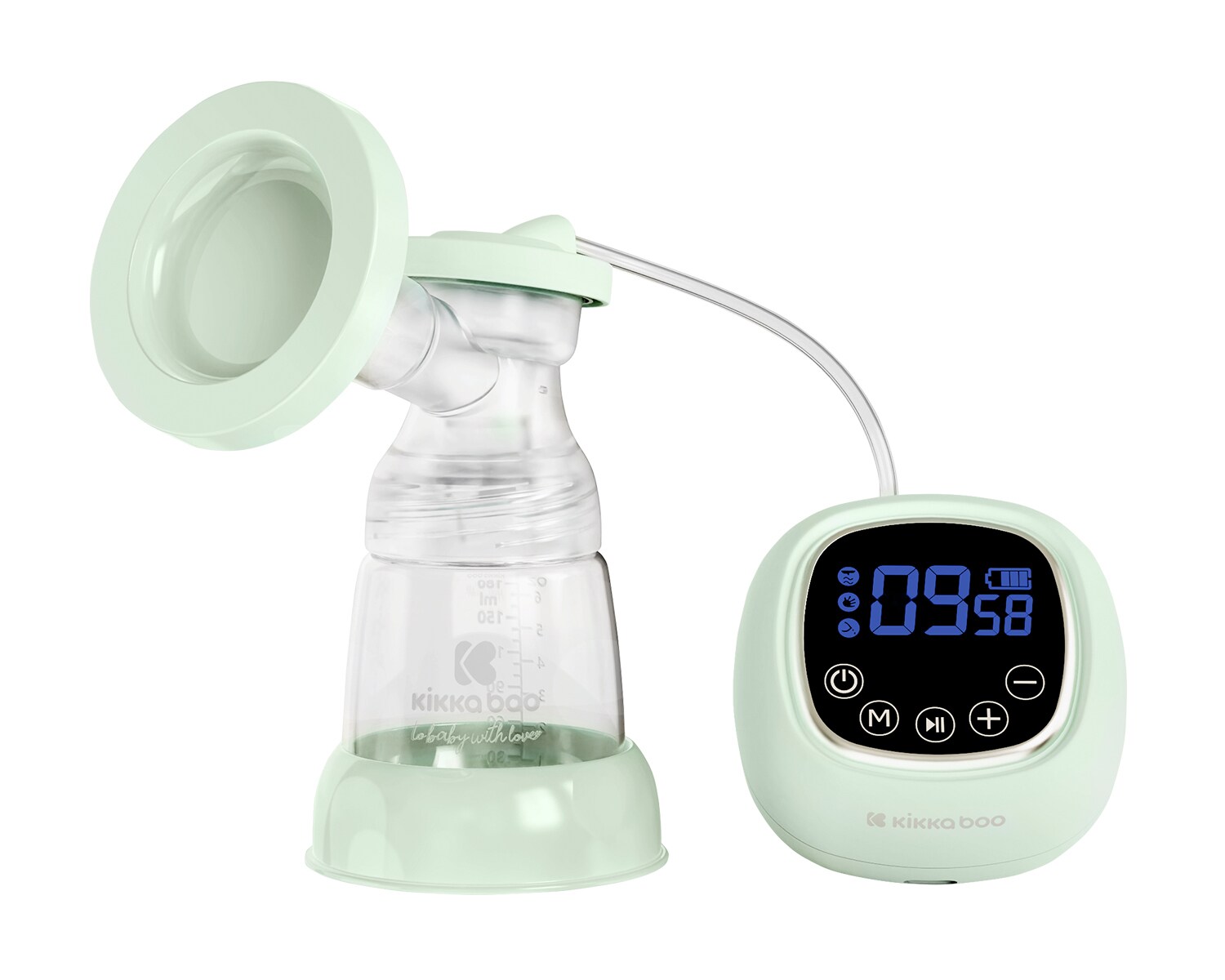 Kikkaboo elektrische Milchpumpe Rhea Nippelset 180ml Flaschenvolumen Touchscreen grün