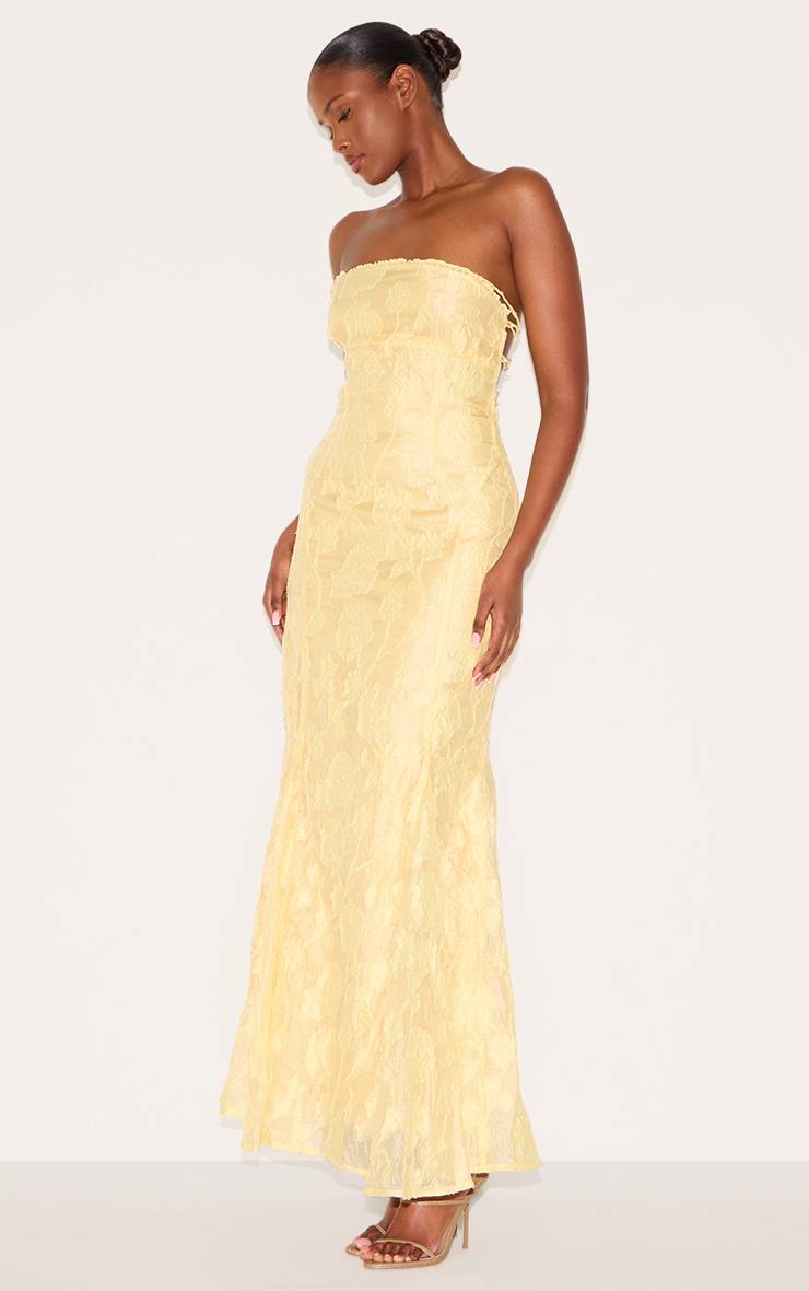 Citron Robe Maxi Texturée À Dos Lacé