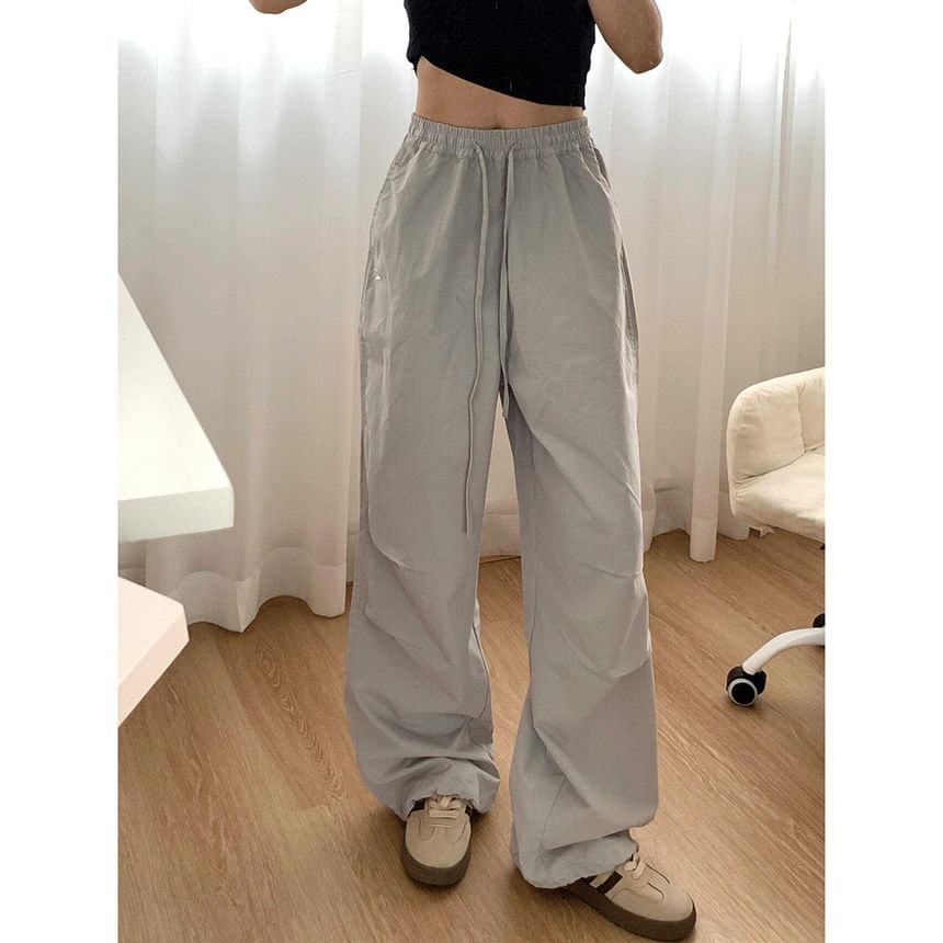 Rosesand - Hoge taille effen losse wijde joggingbroek