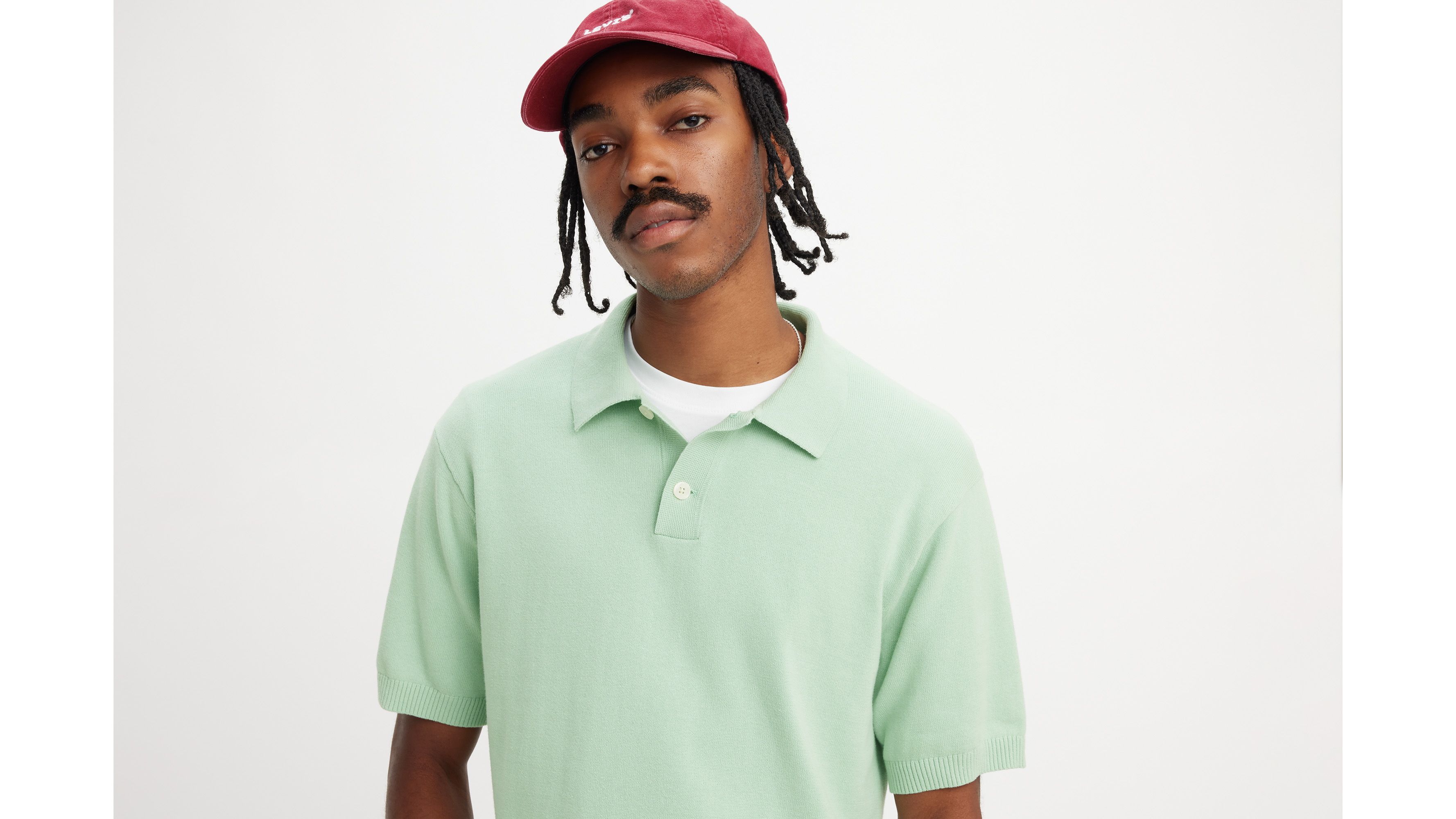 Pull-over col polo maille fine - Aqua Foam - Vert