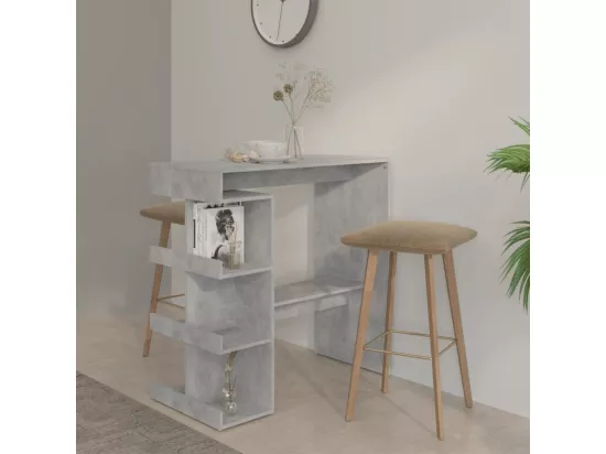 Table de bar étagère de rangement Gris béton 100x50x101,5 cm