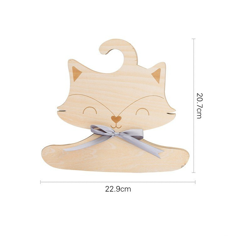 (5er Set) Holz Kinder Kleiderbügel Baby Kleiderschrank Organizer für Bodys / Strampler / Jacken - Fuchs