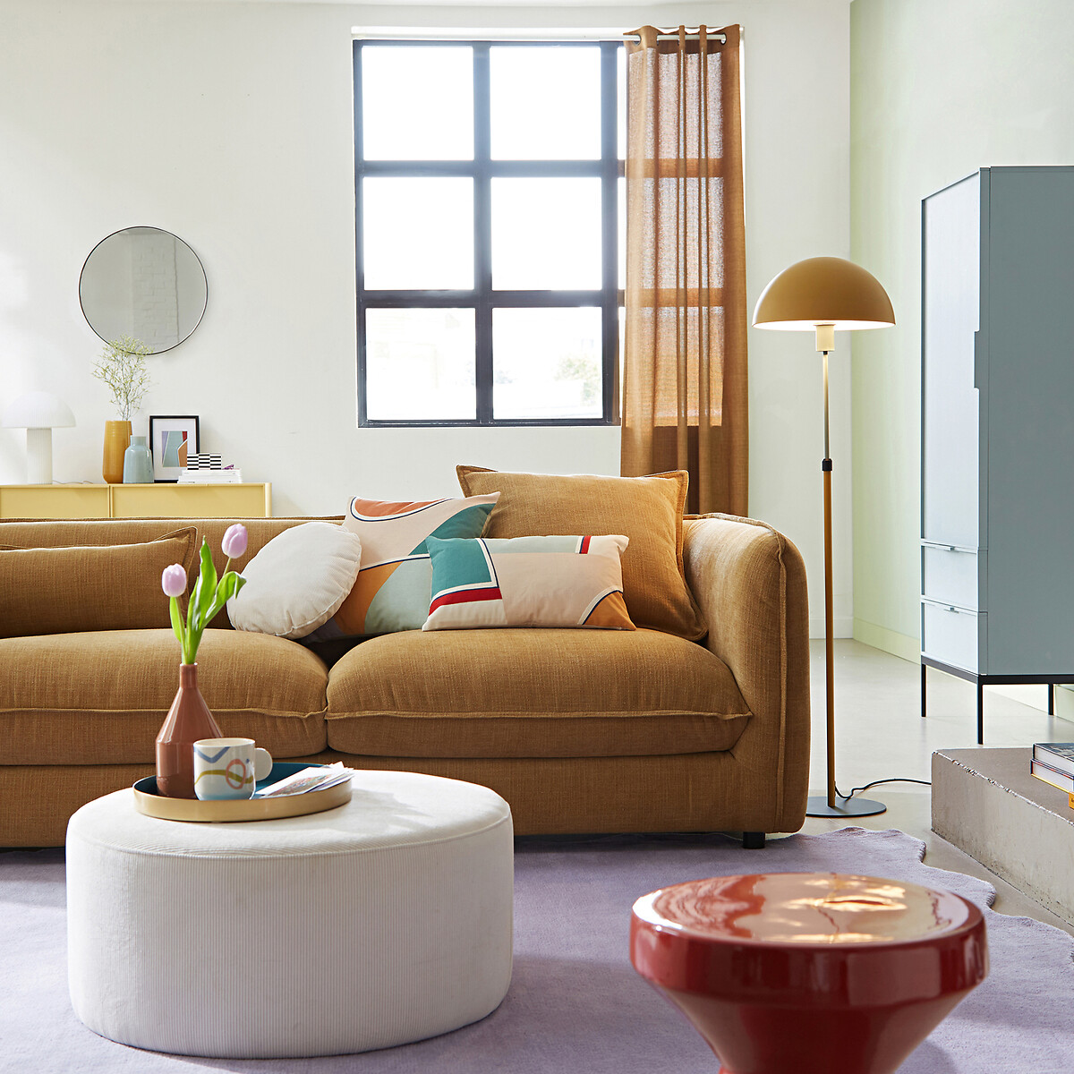 LA REDOUTE INTERIEURS<br>Cortina com acabamento trançado e laços ocultos Montego
