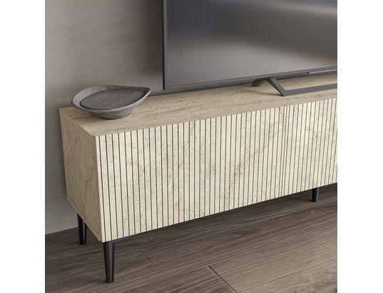 CONCEPT1 - Meuble TV Oscar travertin 180 x 31,4 x h45 cm
