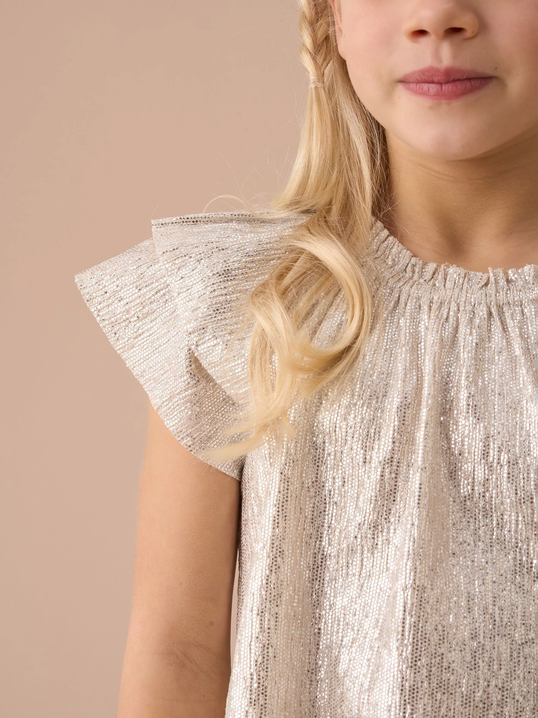 Angel & Rocket Carmen zilverkleurige top