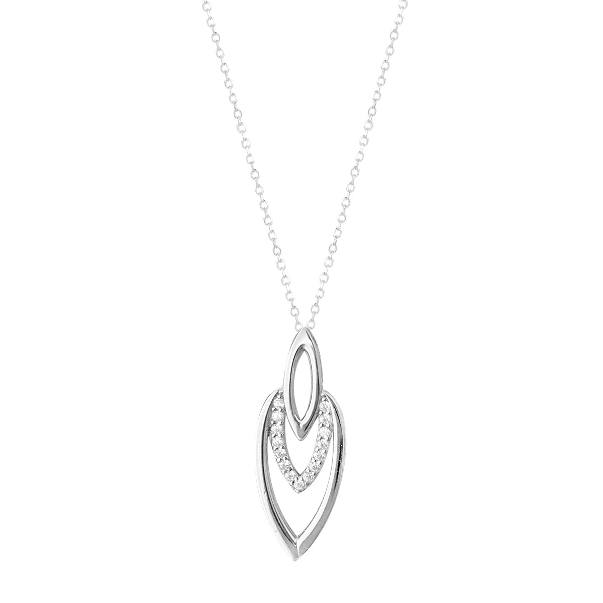 Collier en argent 925 rhodié avec oxydes de zirconium